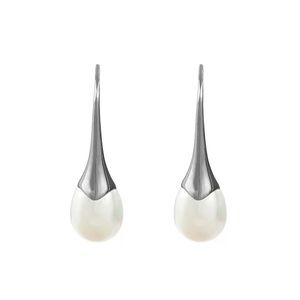 925 Sterling Silver Pearl Drop Hook Earrings